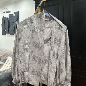 Amanda Uprichard Gray Snake Print Blouse